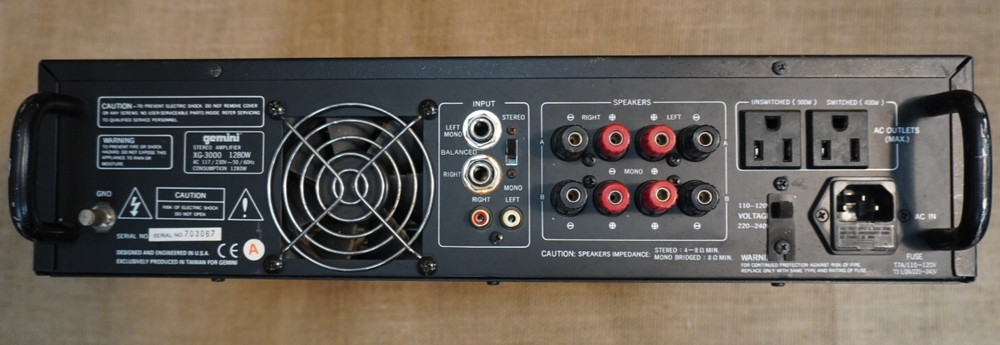Gemini XG-3000 Professional DJ Stereo Power Amplifier