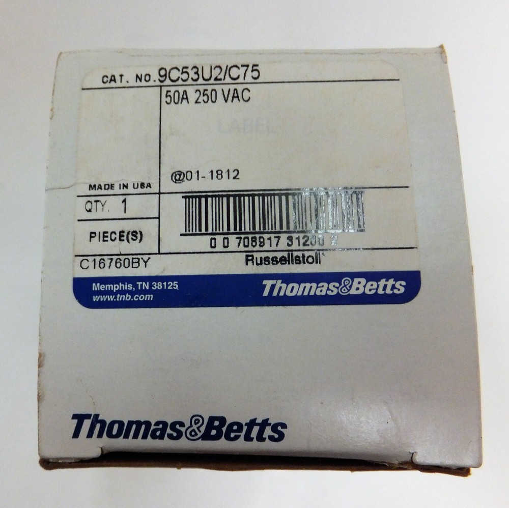 THOMAS & BETTS 9C53U2/C75 50A 250VAC NEW