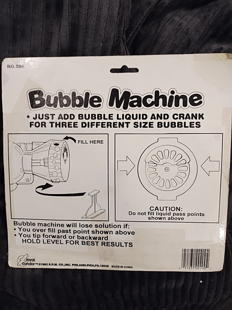 Bubble Machine Vintage 1992 Different Size Bubbles (3) Opened Package
