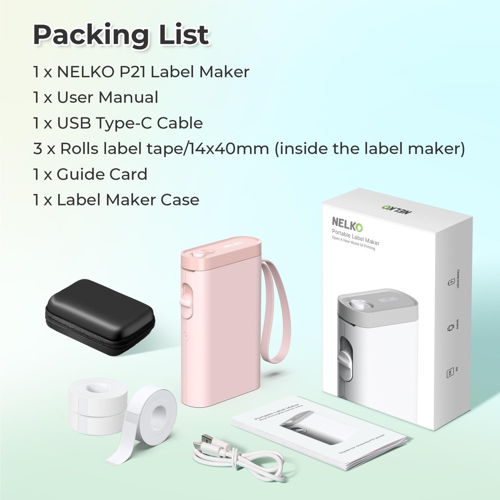 Nelko P21 Bluetooth Label Maker Machine with Tape, Portable Printer