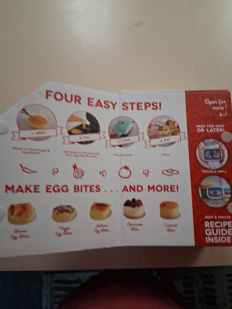 Dash Egg Bite Maker New, makes 4 egg bites with recipe guide