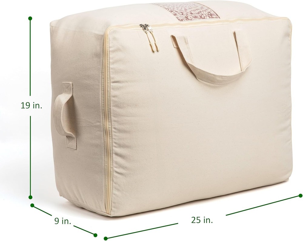 Soft Canvas Storage Bags with Zipper. Thick Breathable, 2pc King/Queen Comforter