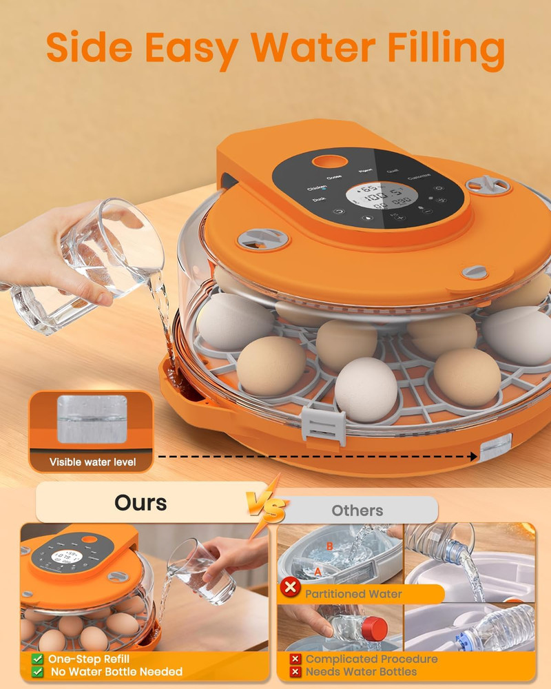 Incubators for Hatching Eggs,15 Egg Incubator with Automatic Egg Turner,Temperat