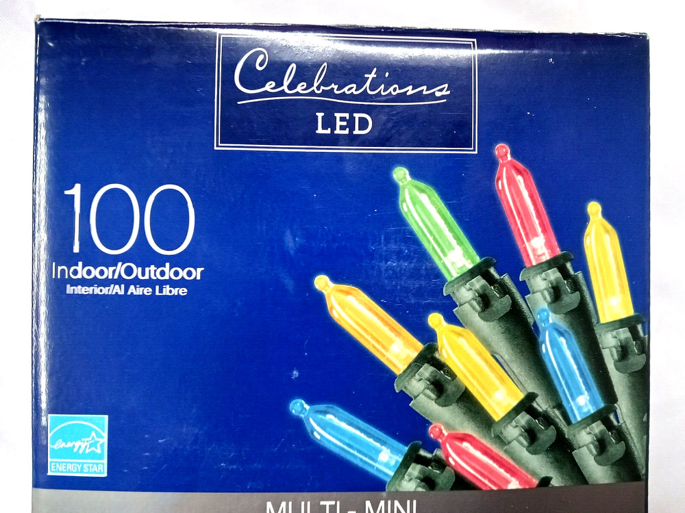 CELEBRATIONS LED MULTI MINI LED LIGHT STRING 100 INDOOR OUTDOOR 24.5 FT NIB