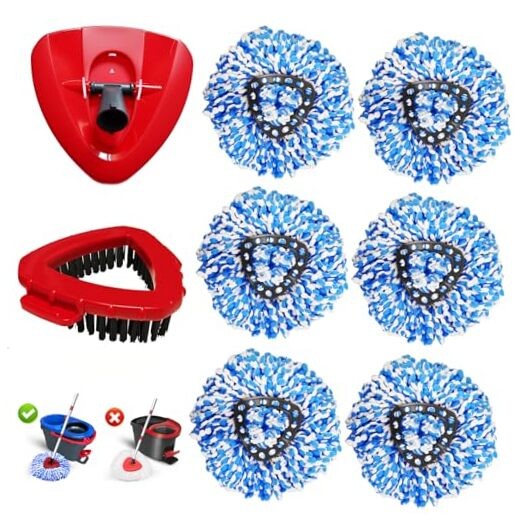 O Cedar 8 Pack Spin Mop Head Replacement for RinseClean 2 Tank System, Blue