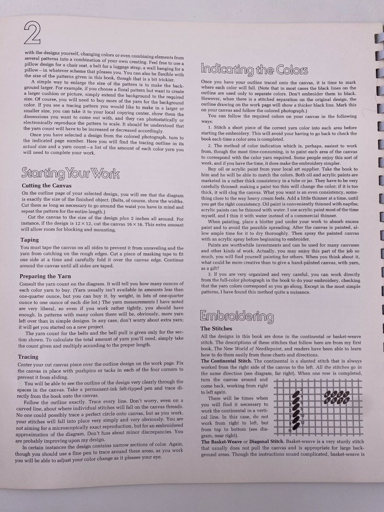 Vtg 1973 Lisbeth Perrones Needlepoint Embroidery Workbook Full Size Patterns #L