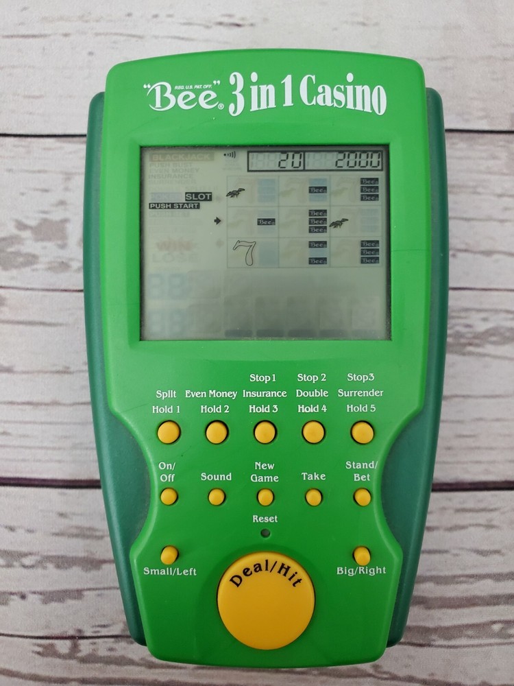 Illuminated BEE 3 in 1 Casino Game Electronic Handheld By Techno Source TESTED!