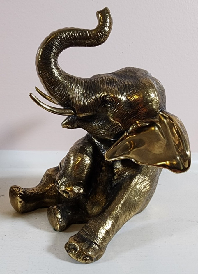 Vintage Elephant Bookends Gold Tone