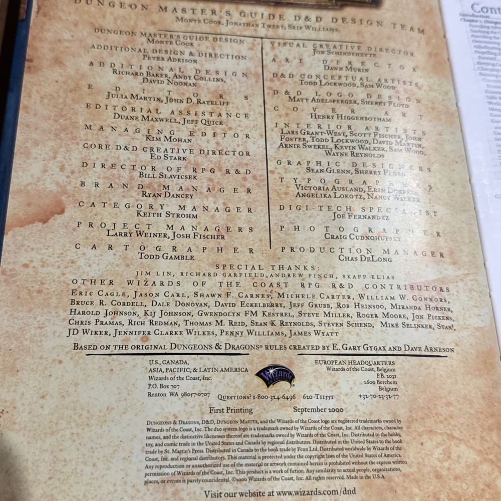 TSR D&D d20 - Dungeons & Dragons - Dungeon Master Guide - Core Rulebook II