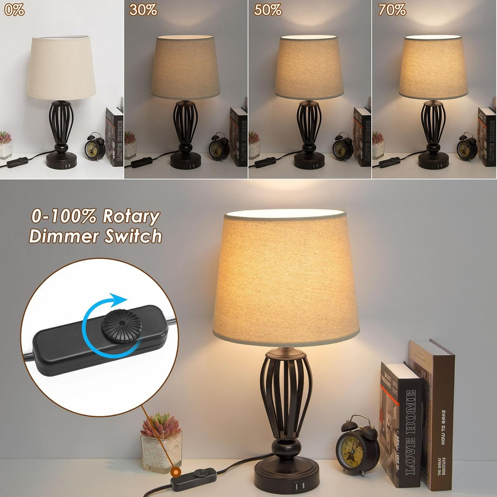 Inline Switch 2 Pack, Full Range Rotary Dimmer, Black Cord Switch Replacement fo