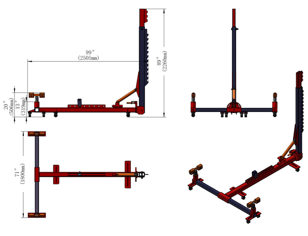 Auto Body Collision Repair Tools 10Ton Pulling Capacity Car Frame Machine 4409lb