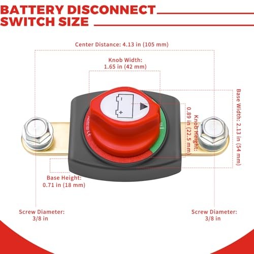 Side Post Battery Disconnect Switch 12V-48V, Car Battery Kill Switch with