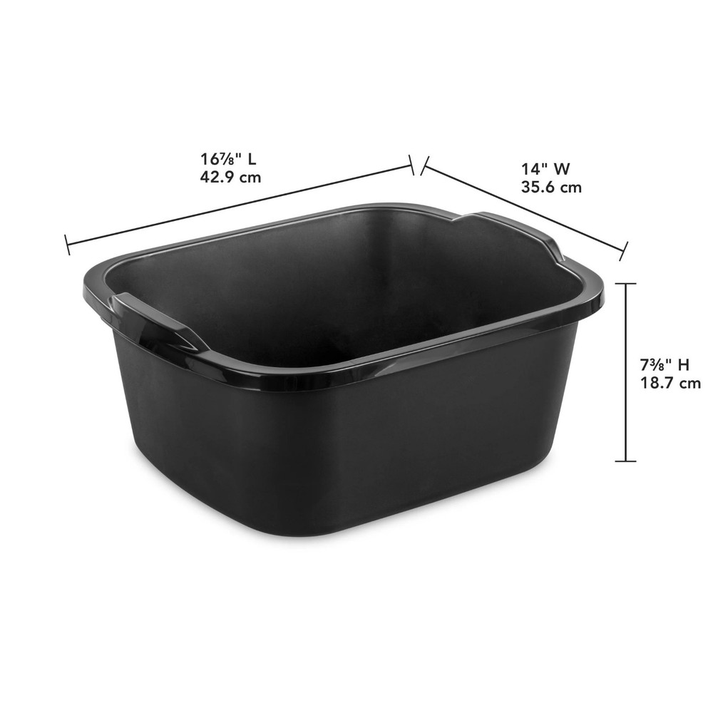 Dishpan Basin Dish Plastic Wash Food Kitchen Storage Box 18 Qt Black Tub Laundry