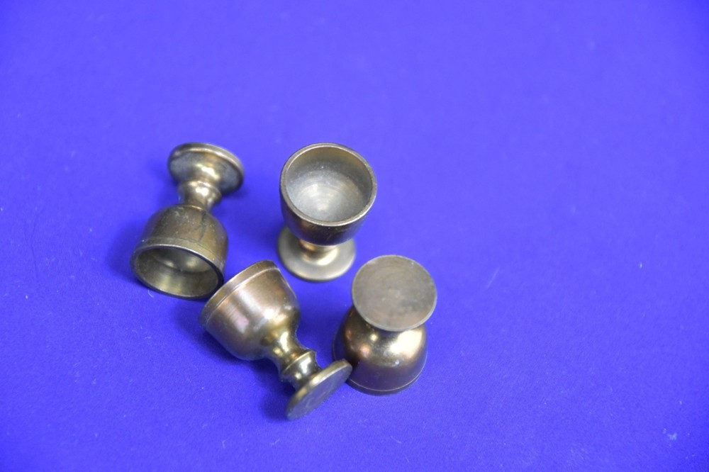 Miniature Brass Decanter And Goblets On Serving Tray 3 7/8” Diameter