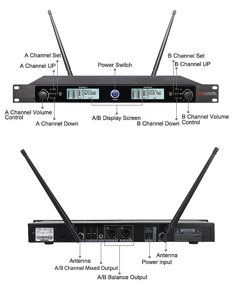 Professional PLL Wireless Vocal Microphone System Handheld Microphone Wireless