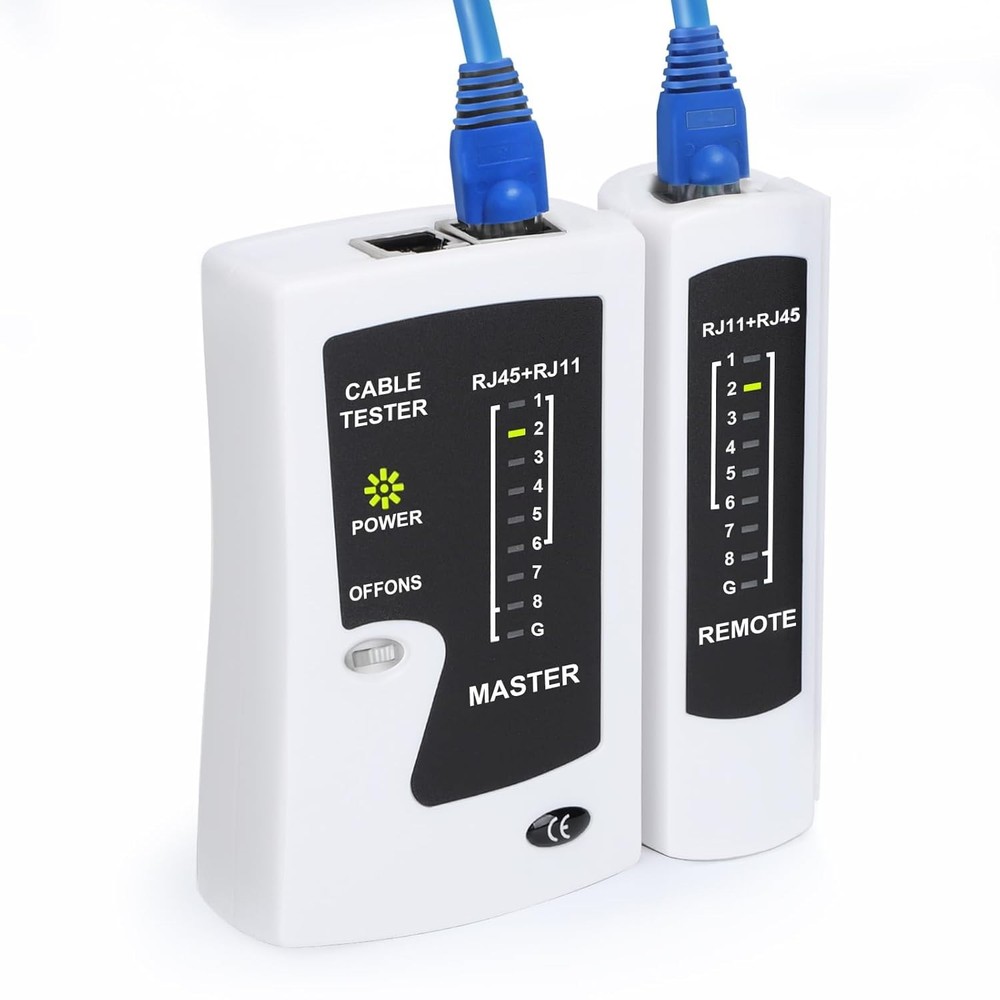 Essential RJ45 Network Cable Tester with Automatic Diagnostics, 100m Range