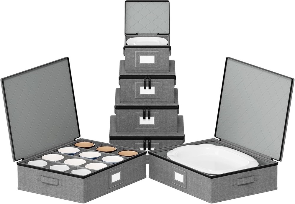 China Storage Containers 6 Pack, Stackable Hard Shell Quilted Cases with Soft