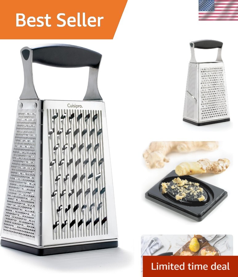 Premium 4-Sided Box Grater with Surface Glide Technology - Effortless Grating