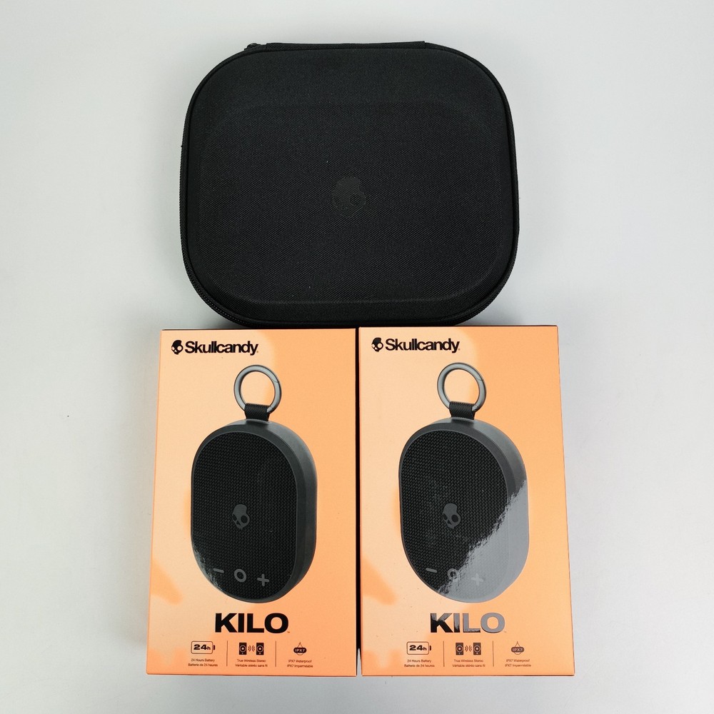 Skullcandy Kilo Wireless Bluetooth Speaker with Case Bundle, 2-pack, Color Black
