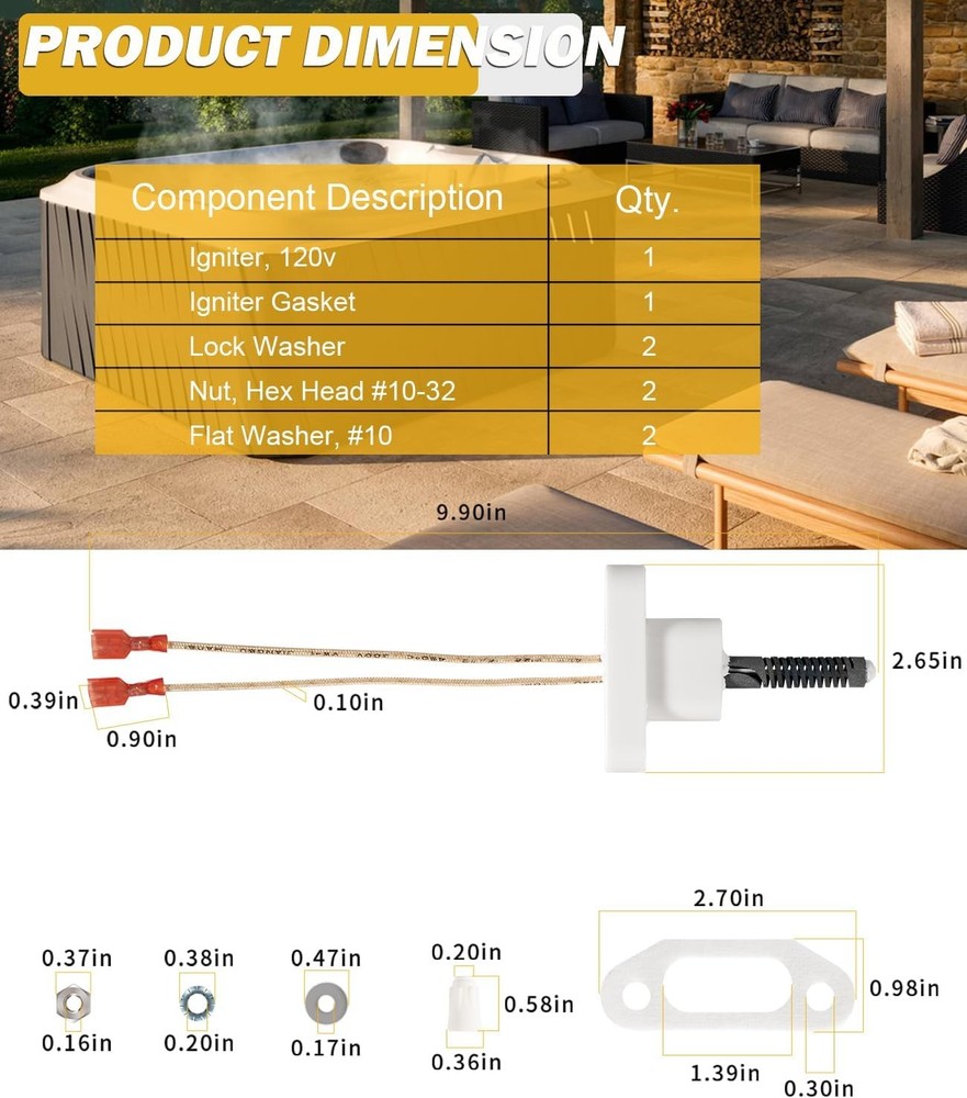 R0457502 Hot Tub Spa Hot Surface Ignitor Kit for Zodiac Jandy JXi 200 260 400