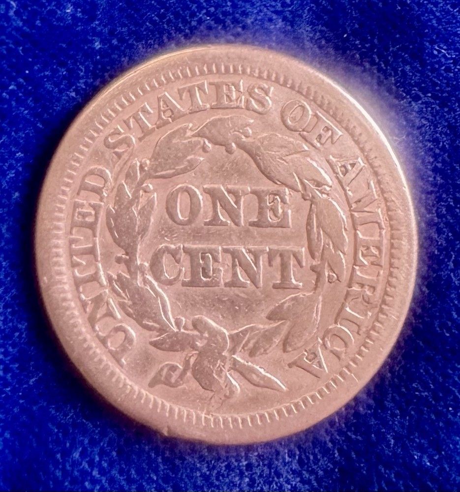 1848 Large Copper One Cent, Braided Hair