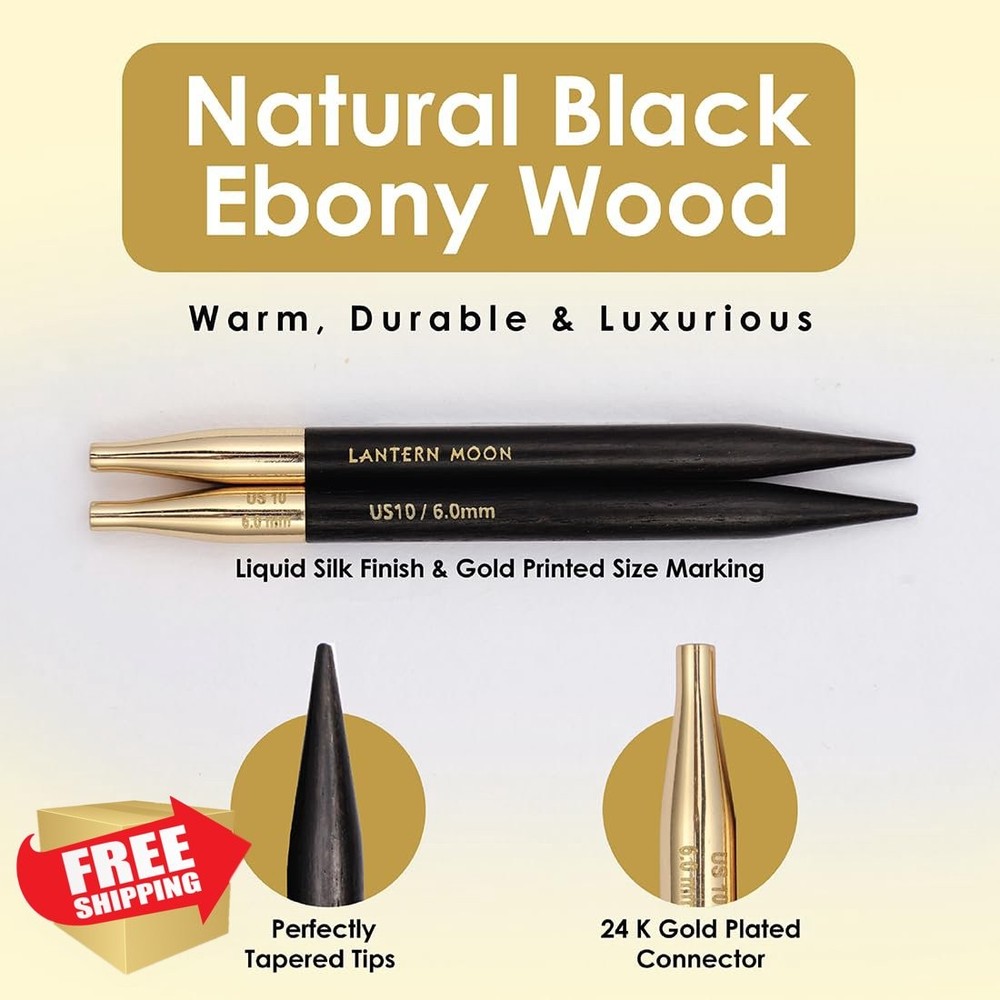Lantern Moon Ebony Wood Circular Needles 4" US 6 4mm