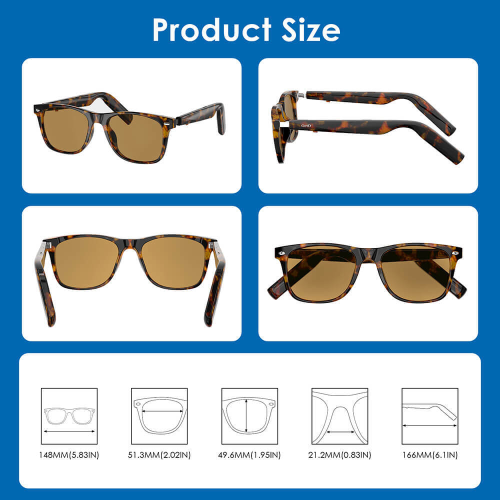 Bluetooth Glasses Smart Audio Sunglasses with Speakers Polarized Built Mic 2Pack