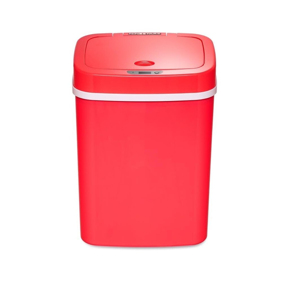 3.2 Gallon Red Rectangular Motion Sensor Trash Can Rectangle Plastic