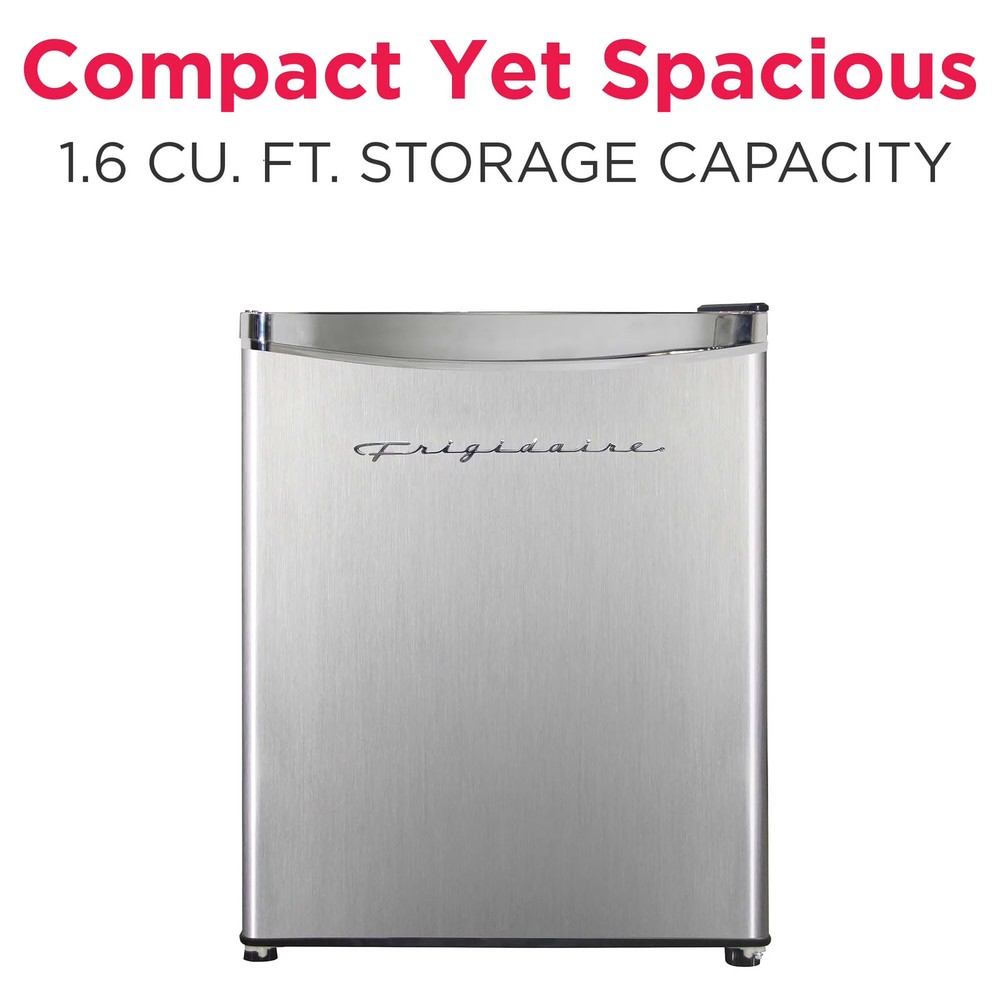 Frigidaire 1.6 Cu Ft Retro Compact Refrigerator, Platinum Mini Fridge*-