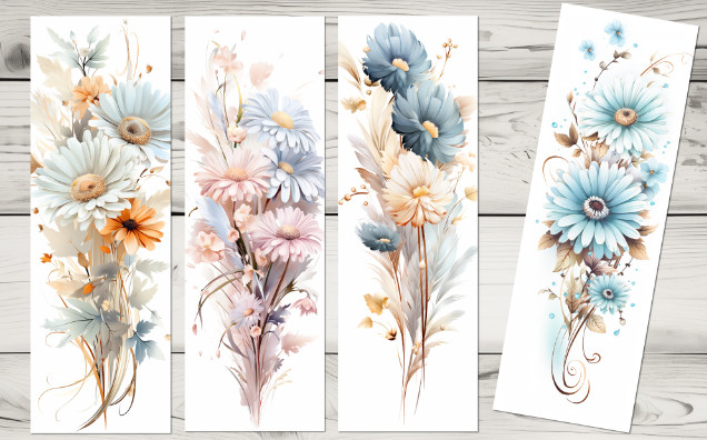 Set of 4 bookmarks cute daisy design handmade