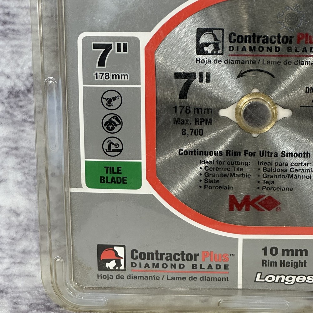 MK Diamond 7" Contractor Plus Continuous Rim Tile Blade 167008 Ceramic Granite