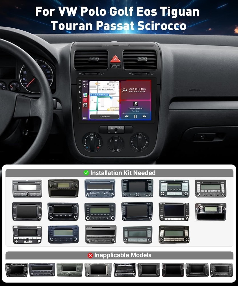 Multifunctional Car Radio for VW Models - 10.1" Touchscreen & Wireless Tech