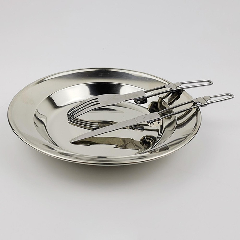 Camping Cookware Dinnerware Set Stainless Steel Accessory Space Saving for