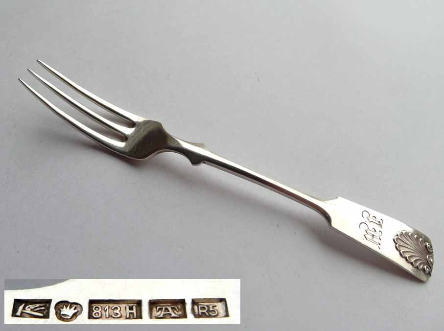 Old Lemon Fork/Serving Fork, Finland, Shell, Silver, around 1922 G562
