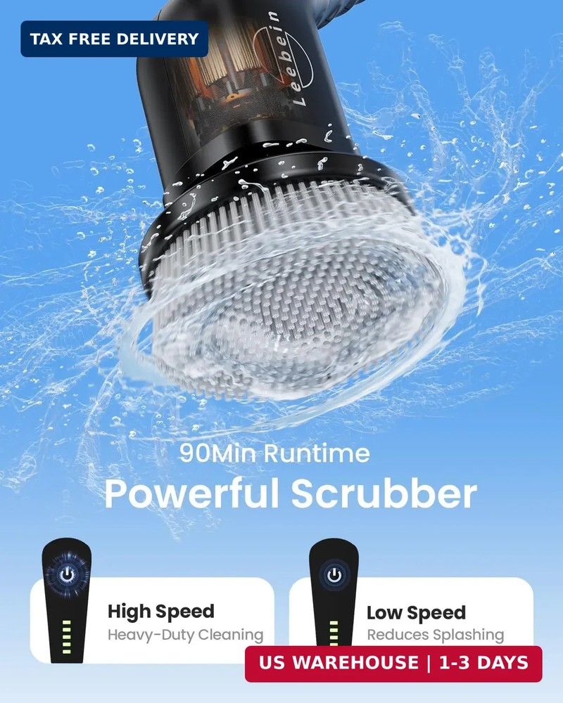 Leebein Electric Spin Scrubber, Cordless Cleaning Brush with 8 Replaceable Brush
