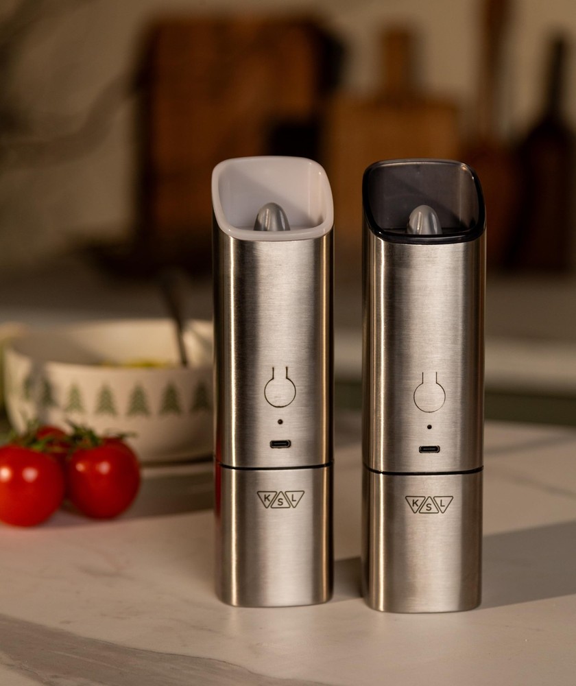 KSL Salt and Pepper Grinder Set, USB Rechargeable, Automatic 1 Click Grinding...