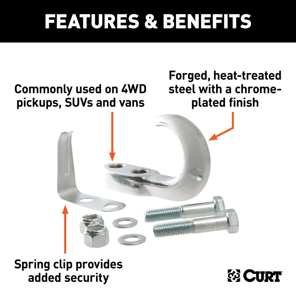 Curt-Tow Hook with Hardware (10,000 lbs., Chrome)