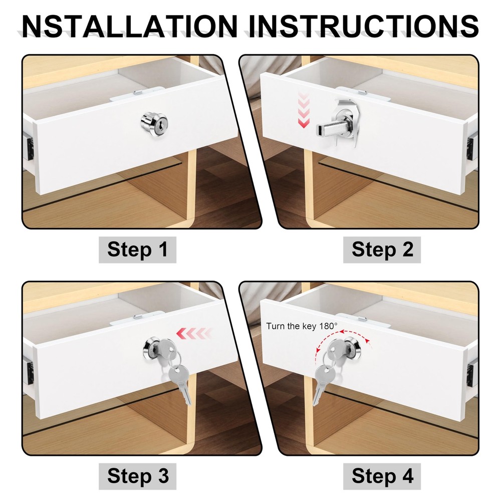 A Set Silver Universal Stainless Toolbox Locks with Keys, Silvery