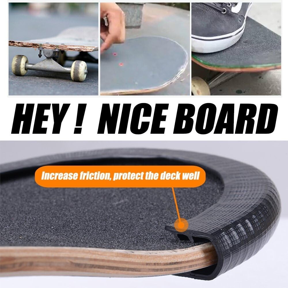 MAXPRO Skateboard Deck Edge Guard / Protector, Durable Black Rubber Cover