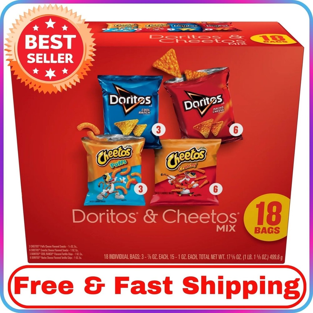 Frito-Lay Doritos & Cheetos Snack Chips Variety Pack, 18 Count Multipack