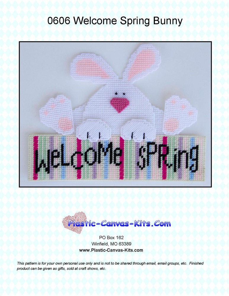 Welcome Spring Bunny Wall Hanging-Plastic Canvas Pattern or Kit