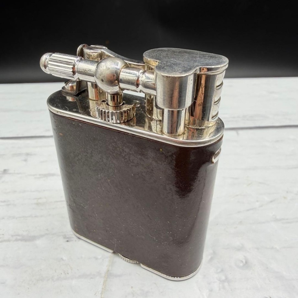Dunhill Unique Hammer lighter bordeaux silver Vintage Working without Box