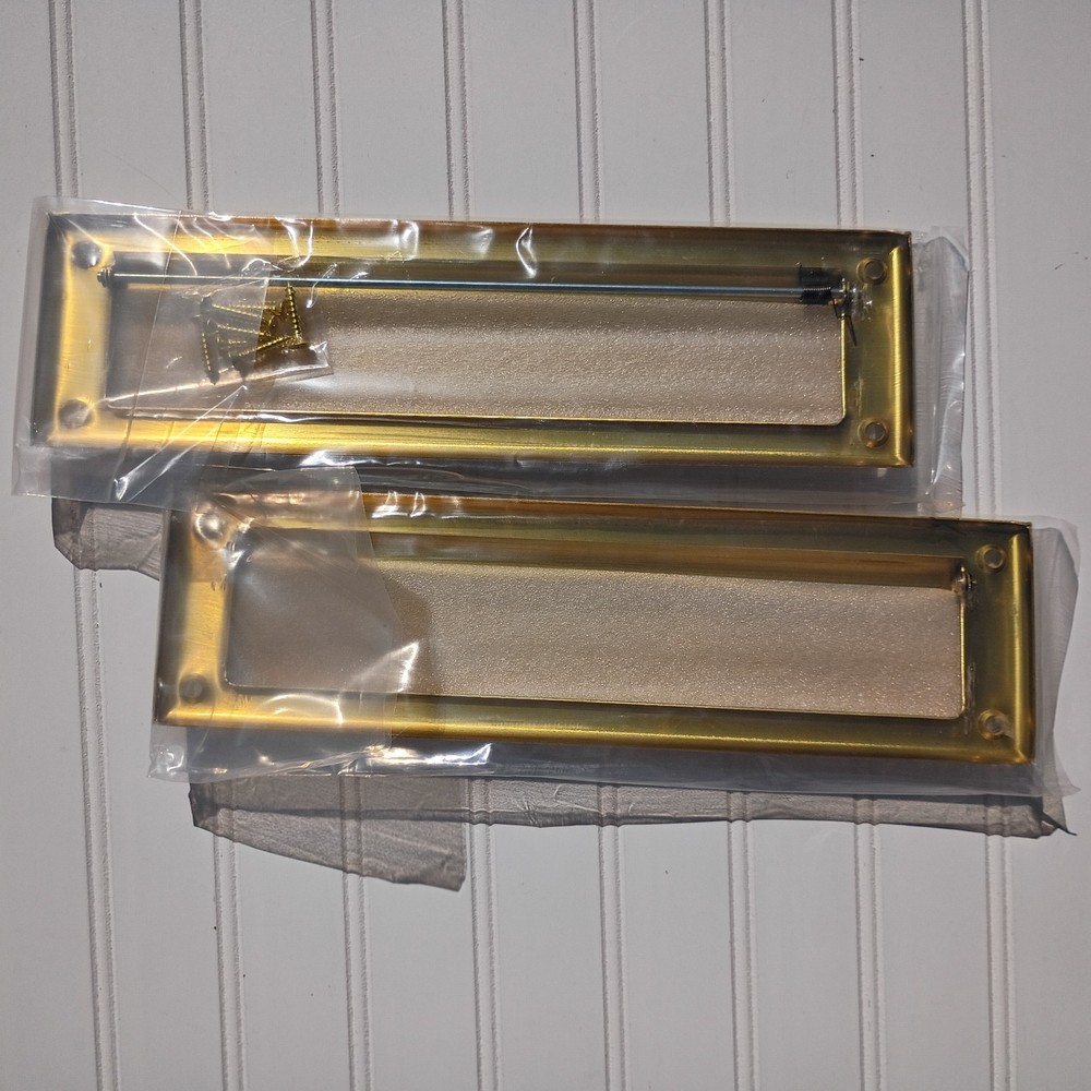 Solid Brass Mail Slot with Interior Back Frame Vintage Style Gold Classic MCM