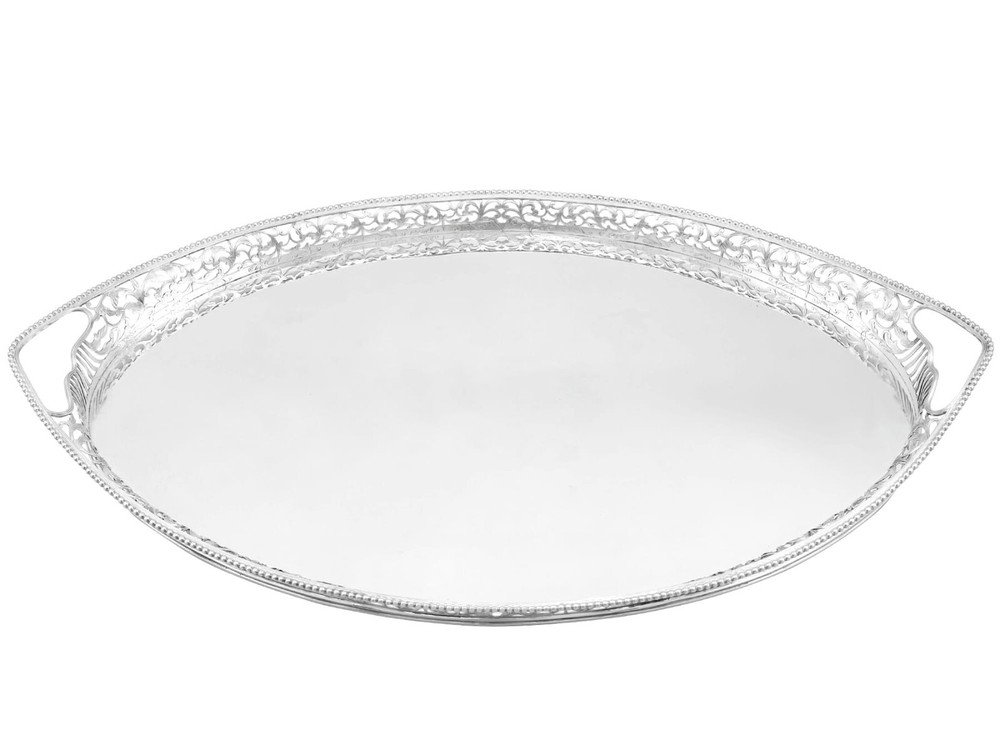 Antique Dutch Silver Gallery Tea Tray