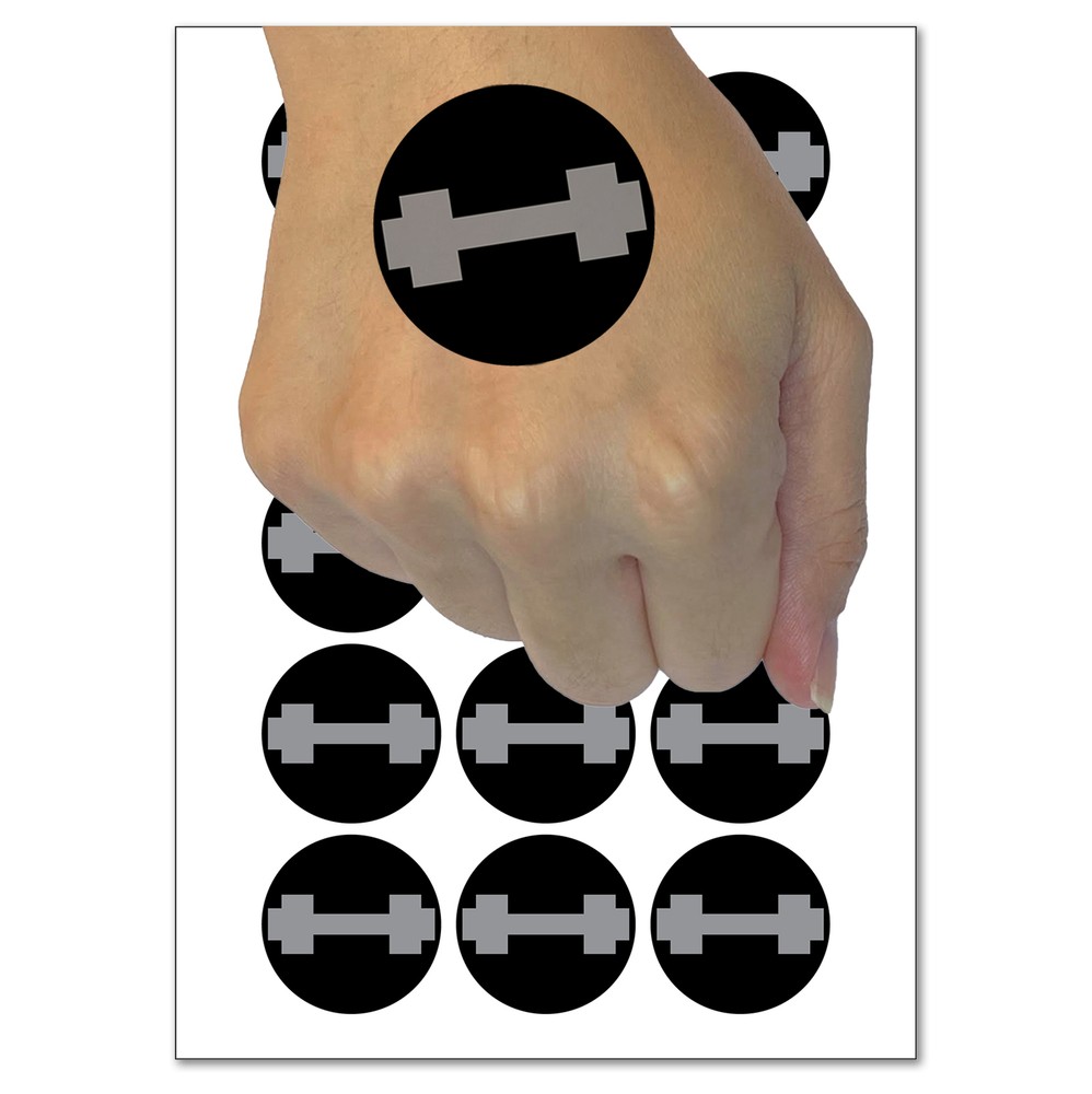 Dumbbell Barbell Weight Lifting Solid Temporary Tattoo Water Resistant Set