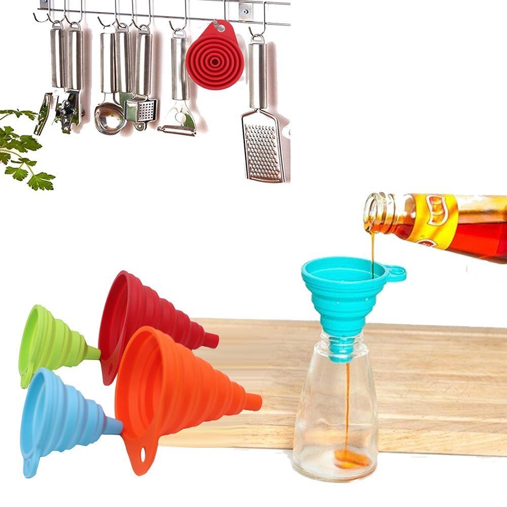 Assorted Sizes Silicone Collapsible Funnel Set - Space Saving Kitchen Must-Have