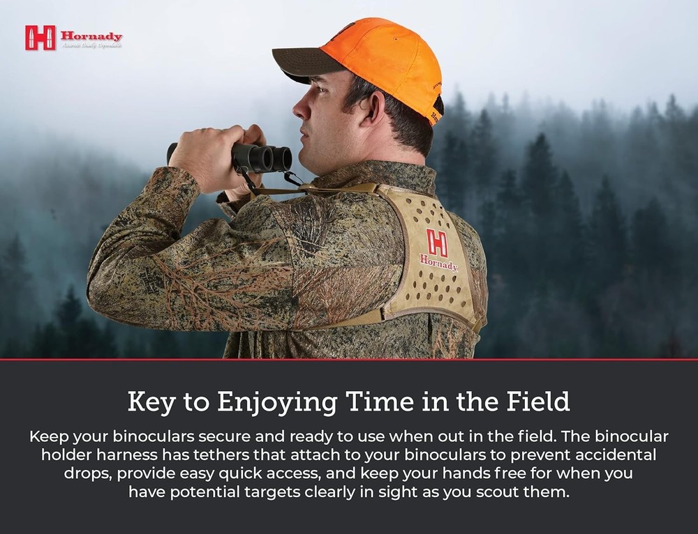 Lightweight Tangle Free Binocular Harness with Secure Tethers for Quick Access