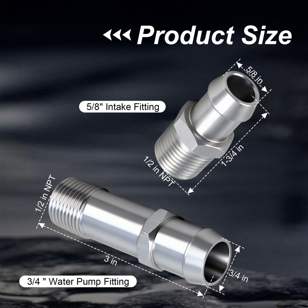 2PCS Heater Hose Threaded Connector for Chevy SBC Engines