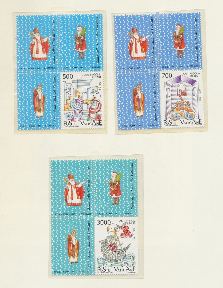 VATICAN - Scott 803-805 with 3 labels each  - MNH - 1987 --c