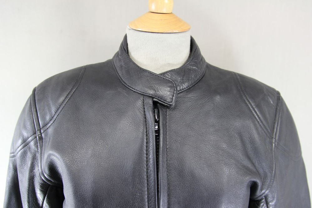 RAYVEN CLASSIC BLACK LEATHER BIKER JACKET: SIZE 10